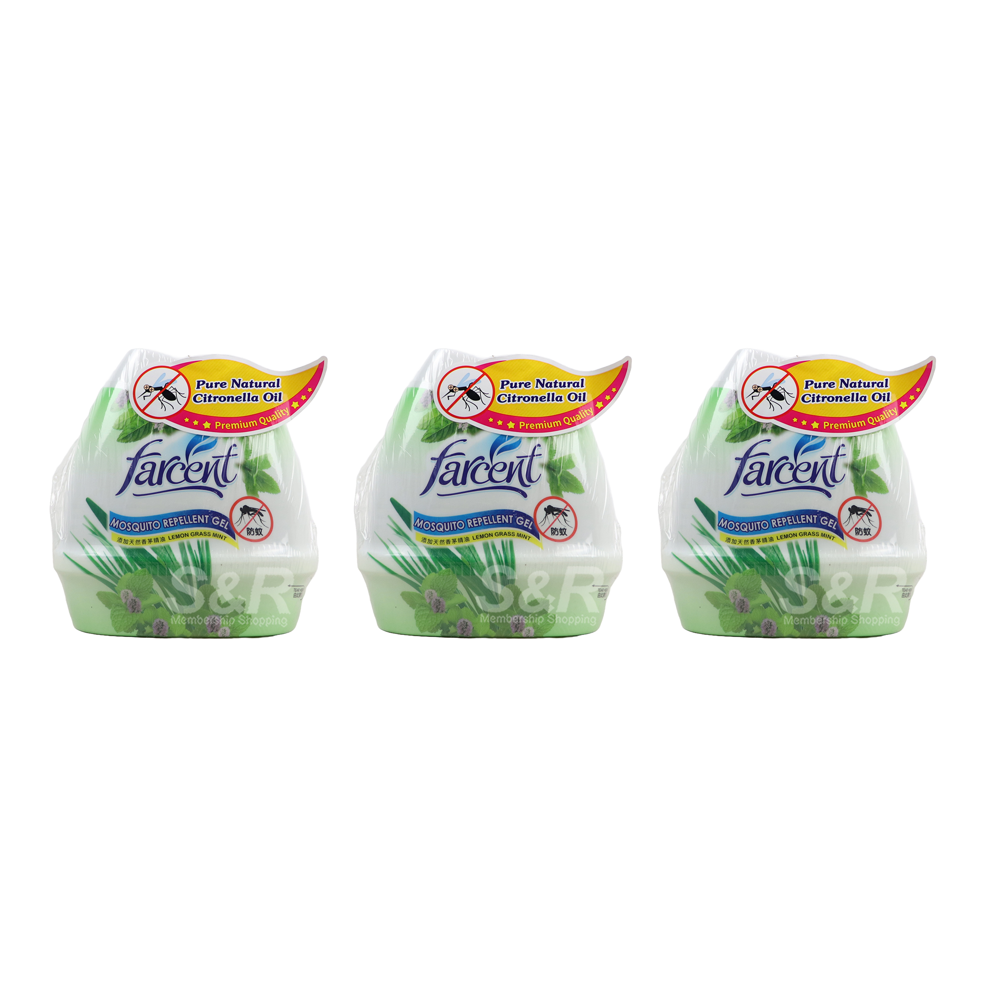 Farcent Mosquito Repellent Gel Lemon Grass Mint 3pcs